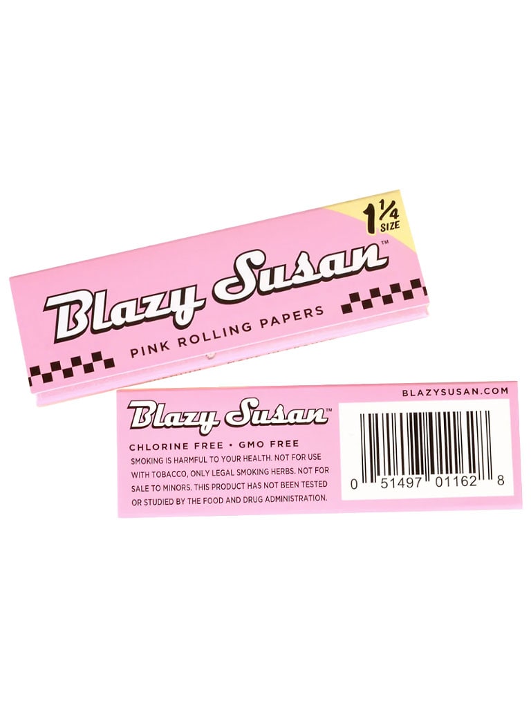 blazy susan 1 1/4 pink rolling papers front and back