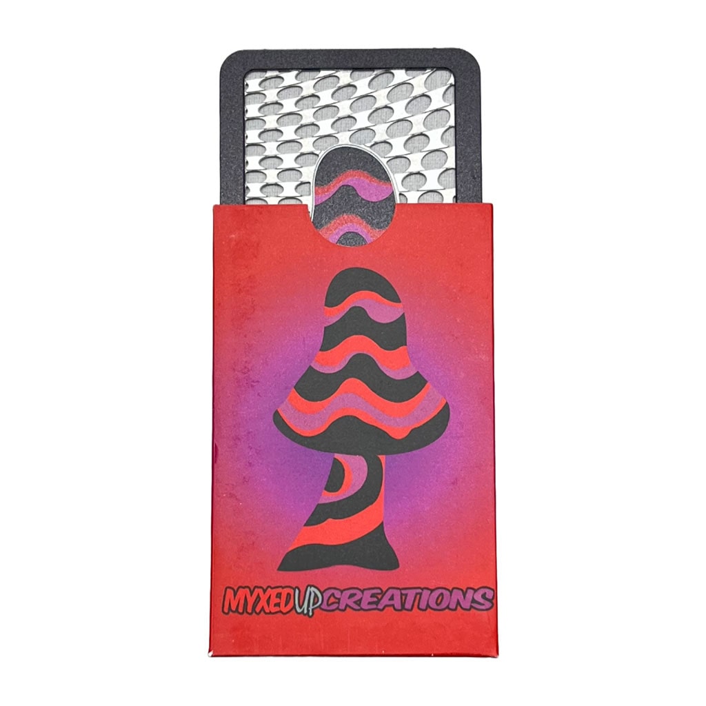 myxed up creations grinder card partly in sleeve