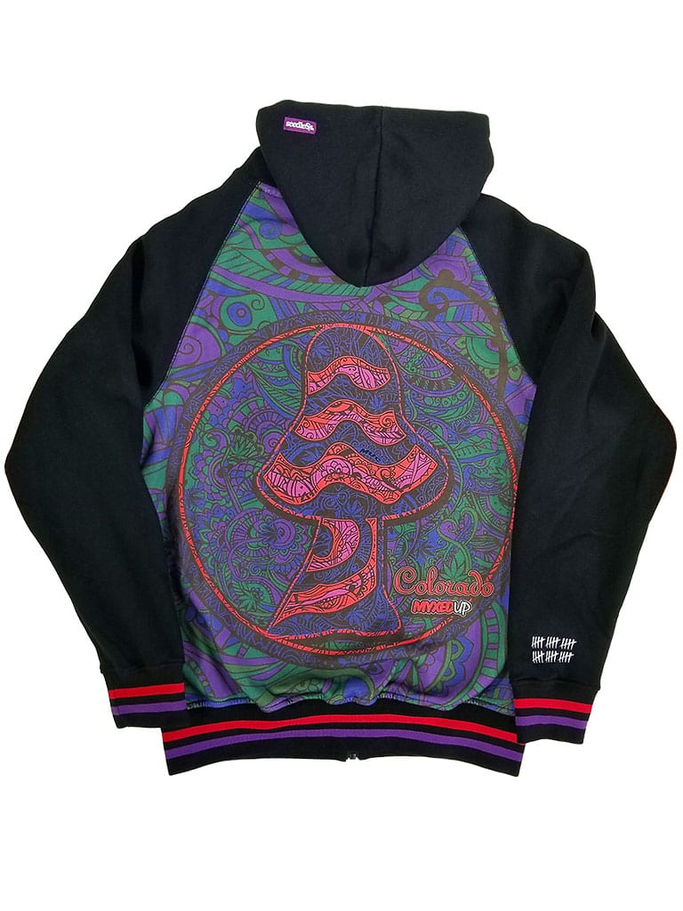 seedless myxed up hoodie 30 year anniversary collab back view mushroom design