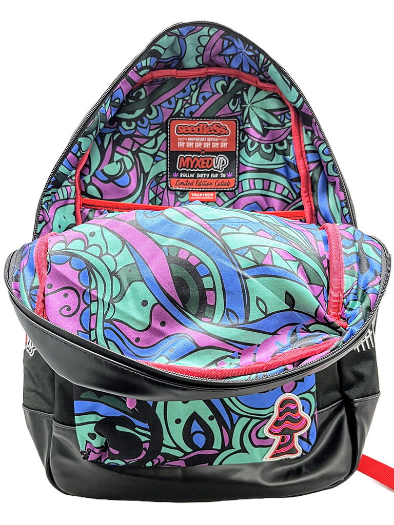 Seedless Myxed Up Smell Proof Backpack 30th anniversary edition open