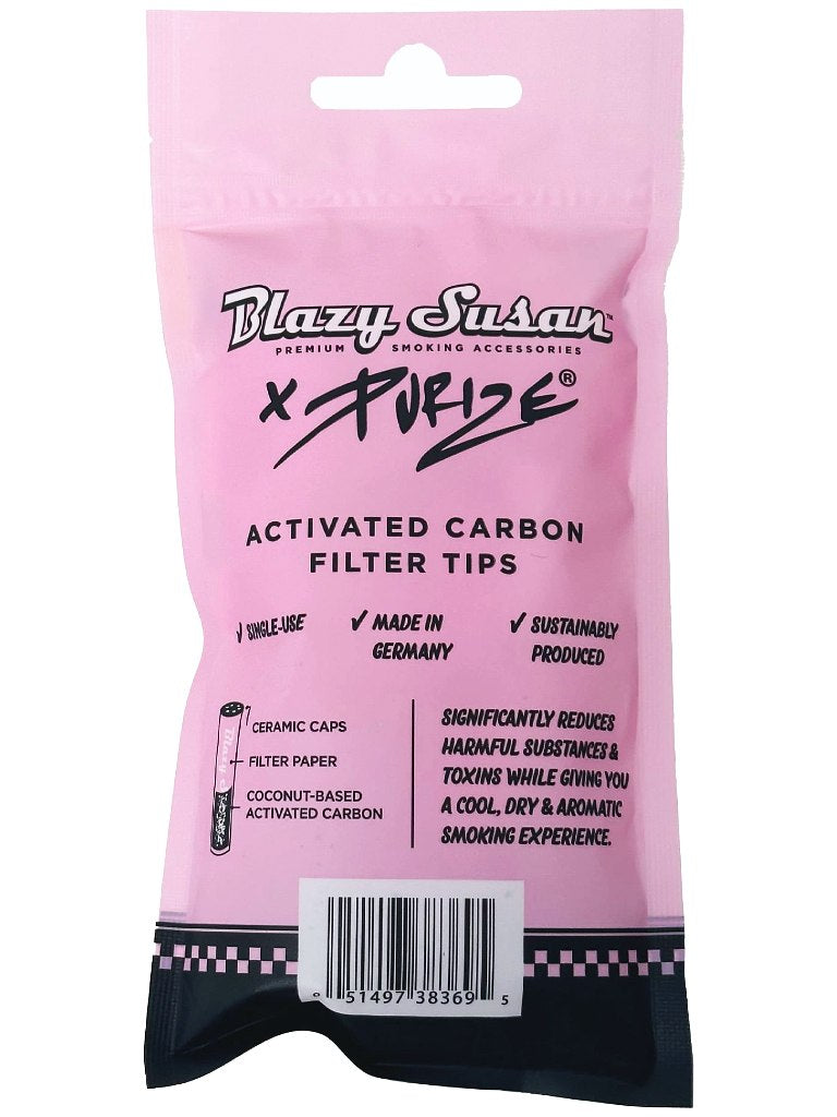 blazy susan carbon filter tips xtra slim 50 pack pink back