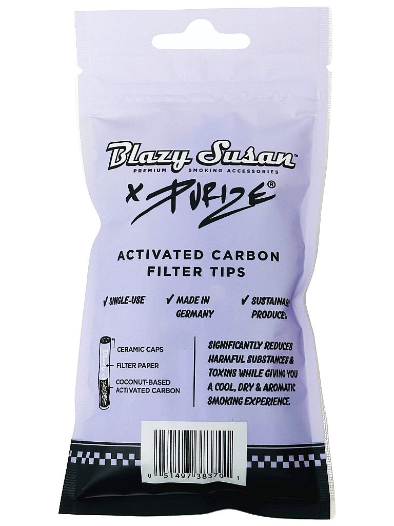 blazy susan carbon filter tips xtra slim 50 pack purple back