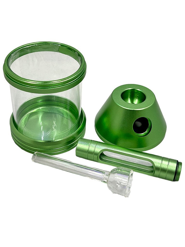 Glass and metal modular bubbler hand pipe large apart