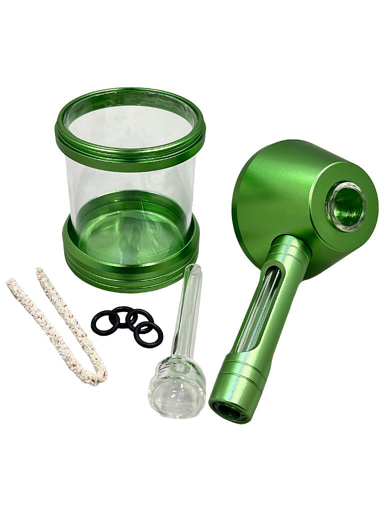 Glass and metal modular bubbler hand pipe large with accessories