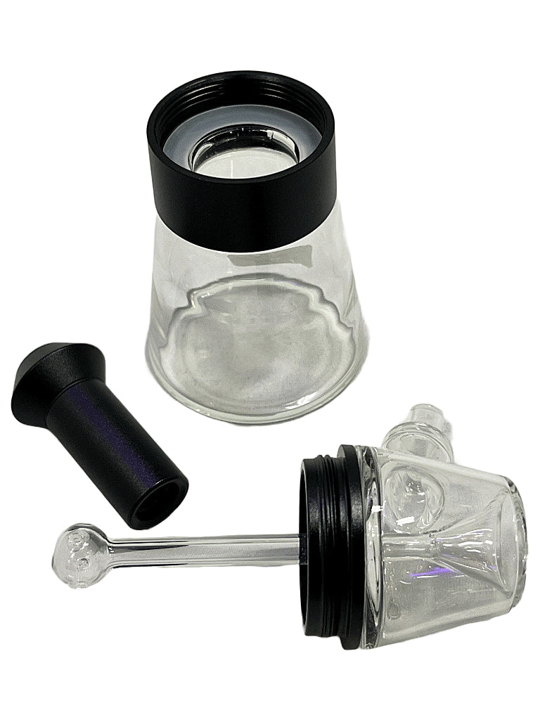 glass and metal modular bubbler hand pipe apart