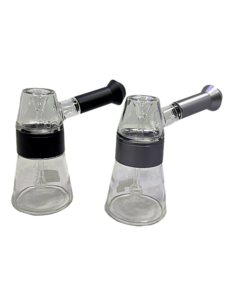 glass and metal modular bubbler hand pipe two