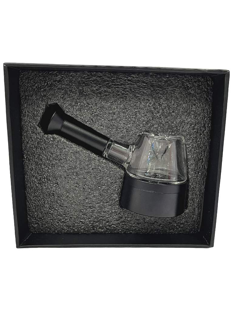 Glass and metal modular hand pipe with storage in box