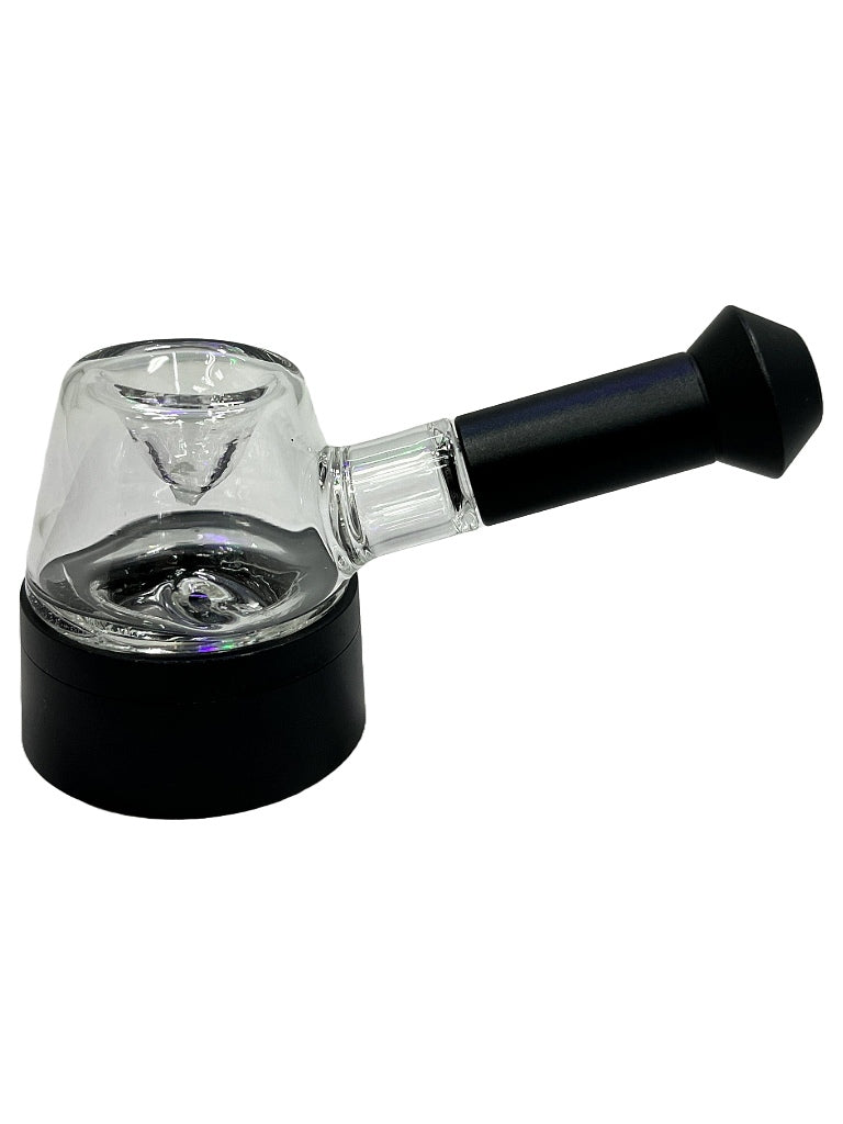 Glass and metal modular hand pipe with storage