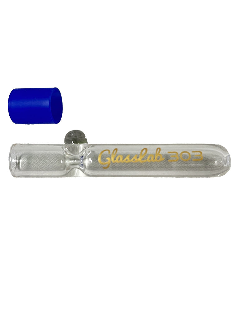 GlassLab 303 Chillum Pipe with Blue Silicone Cap