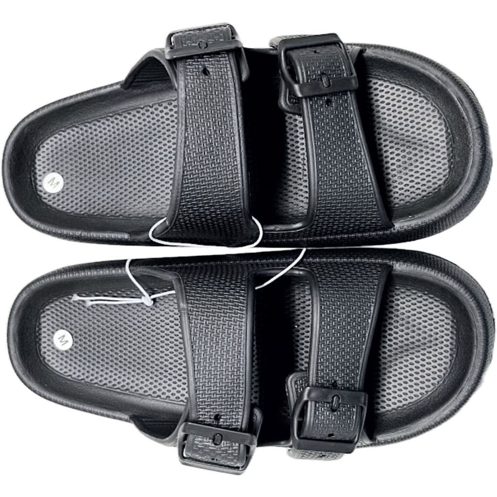 cozy slides adjustable straps womens black kushy klouds