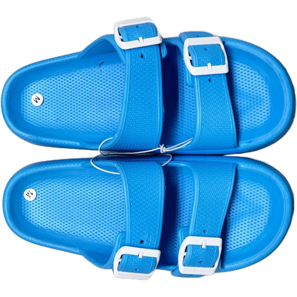cozy slides adjustable straps womens blue kushy klouds