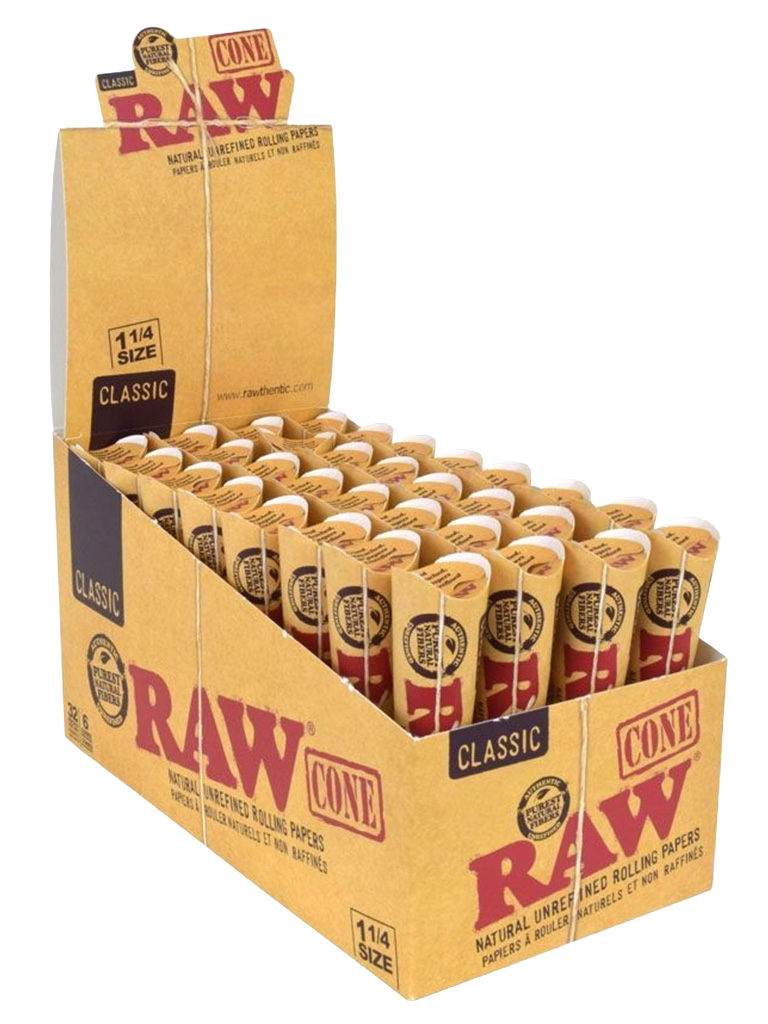 Raw Classic 1 1/4 Cones 6 Pack full box