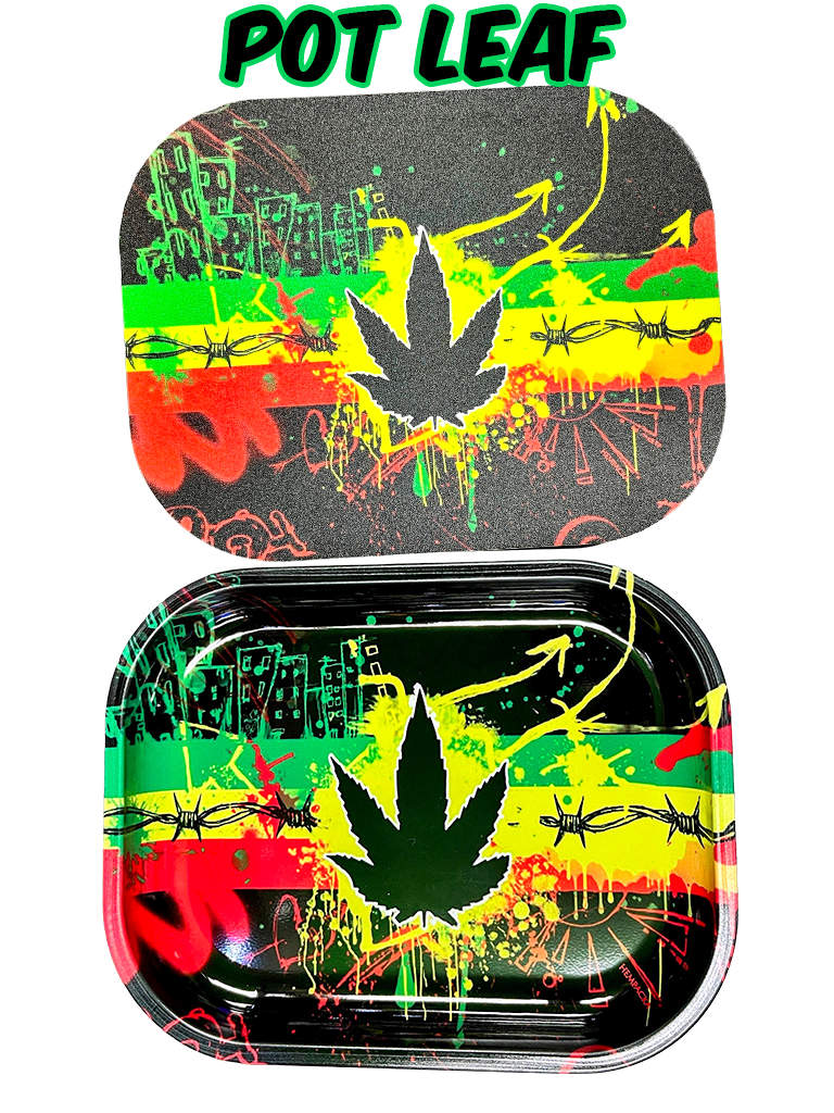 Rolling Tray with Magnetic Lid Small Pot Leaf