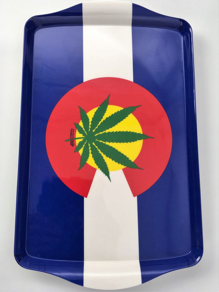 Colorado Weed Leaf Flag Myxed Up Rolling Tray Large