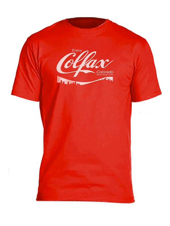 Enjoy Colfax Coca Cola font Myxed Up Denver T-Shirt