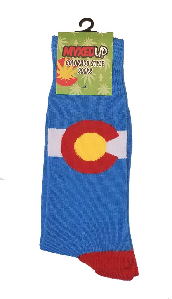 Myxed Up Colorado Style Socks Colorado Flag Blue
