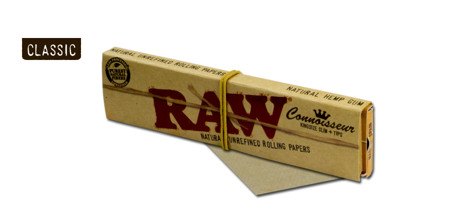 rolled tobacco treat for connoisseurs. RAW Organic Connoisseur 1.25 Rolling Papers with Tips (5 Packs) - Eco-Friendly, All-Natural Raw Connoisseur Kingsize Slim Rolling