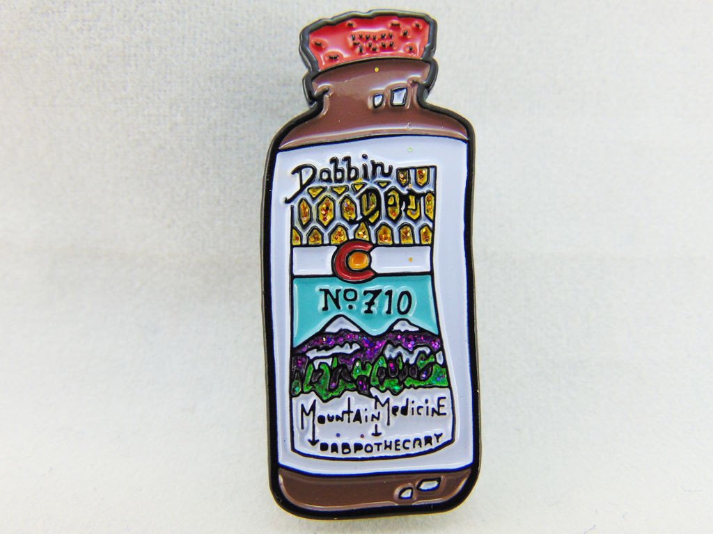 Dabbin Dan Number 710 Mountain Medicine Dabpothecary Tincture Bottle Hat Pin